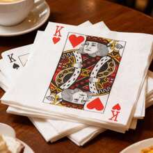 20pcs/Pack J Q K Playing Card Printed Paper Napkins, High-Quality Virgin Wood Pulp, Soft Texture, Odorless, Card Game Themed Decorations For Hotels, Restaurants, Parties, Festivals. 15% Color Variation, Random Color - Multicolor - View 9