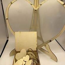 60/80/100/120/130/150颗小心形木片，亚克力婚礼宾客签名册，祝福签到板，派对庆祝留言，婚礼祝福 - 彩色 - 查看 6