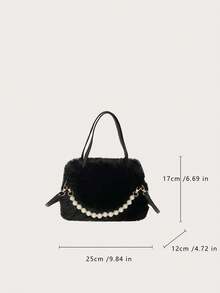 Yogodlns 轻便、便携、蓬松、柔软、毛绒休闲时尚Y2K毛绒便携包，时尚独特原创单肩包，女士休闲简约百搭手提包，适合女孩、女士、大学生、职场新人及白领，秋冬季必备，适用于工作、办公、通勤等场合。 - 黑色 - 查看 10