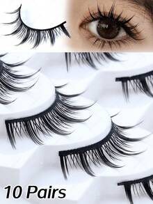 CMAYOME 10pcs/Set 4-14mm Natural Transparent Cross-Shaped Cartoon Style False Eyelashes, Korean/Japanese Style Fake Eyelash Set - Spiky Manga Lashes - View 15