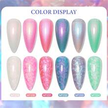 Mtssii 7ml Aurora Pearl Thread Shell Mermaid Nail Gel Polish Sparkling Shimmer Cream White Blue Pink UV LED Varnishes Shiny Soak Off Lacquer Semi Permanent Manicure Nail Art Design