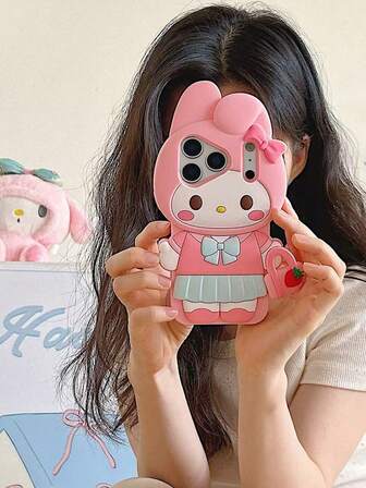  1pc Fashionable Creative Tote Bag Melody Sanrio Silicone Waterproof Shockproof Phone Case, Cute Design Compatible With Apple 17 Series, 11/12/12 Pro, 13/14/15, 13 Pro/14 Pro/15 Pro, 12 Pro Max/13 Pro Max/14 Pro Max/15 Pro Max, 16, 16 Pro, 16 Pro Max, 17, 17 Pro, 17 Pro Max