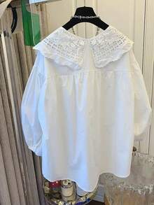 ii Peter Pan Collar Sweet Loose Long Sleeve Versatile Blouse For Women - White - View 2