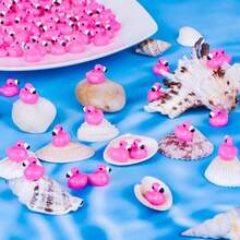 HAWTMini Flamingos 100 Pack - Cute Tiny Flamingos To Hide Deep Pink Mini Resin Flamingo Ducks Figurines For Fairy Garden Dollhouse Miniature Landscape - 100 - 查看 3