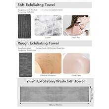1件装非洲网眼背部去角质浴巾套装，长款浴巾，背部去角质磨砂巾，适合淋浴清洁皮肤，男女通用去角质浴巾 - 彩色 - 查看 4