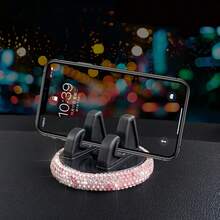 Rhinestone Car Phone Holder - Cute And Feminine Design, Can Be Installed On The Dashboard, Adjustable For Both Portrait And Landscape Screens, Adheres To The Dashboard Or Center Console With Strong Stickiness, Made Of Plastic With Embedded Sparkling Crystals, Stable, Suitable For Most Smartphone Sizes, Perfect For Road Trips And Daily Use, An Ideal Car Phone Navigation Holder. - Multicolor - View 2