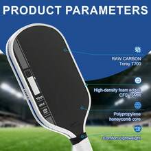 1pc Pro IV Pickleball Paddles 16mm Raw Carbon Fiber Surface USAP Approved Tech Flex Power Propulsion Core Professional Paddle - Black - View 3