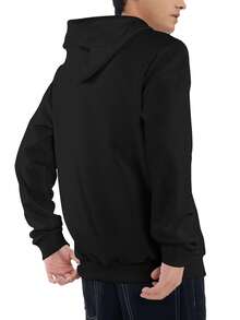Men's Hoodie - Black Pattern Pullover With "I Once Protected Him, Now He Protects Me" Text, Camouflage Style, Front Pocket Design, Machine Washable, Suitable For Daily And Formal Occasions - Perfect Gift For Father, Husband, Partner, Holiday Outfit, Fashionable Casual Wear, Durable Structure, Must-Have For Father's Day - màu đen - Xem 3