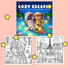 (Edición de lujo mejorada, papel grueso, 20.5 * 20.5cm) "Aventura cómoda: 22 páginas de relajación", adecuado para parejas y familias, adecuado para reuniones, San Valentín, cumpleaños y otras festividades. Pintura y artículos de estudio, 22 páginas, libros, libros para colorear, artículos de estudio, escuela, Navidad, Halloween, cumpleaños, regalos de regreso a la escuela, libros para colorear - Una pieza - Ver 4