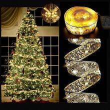 Luces de Cinta Navidad 10 Metro Luces 100 Luz LED Oro Batería Cargada Alambre de Cobre de Doble Capa Luces de Hadas Para Bodas Año Nuevo Adornos para Árboles de Navidad Amarillo - amarillo - Ver 2