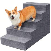 Heeyoo 4-Tier/5-Tier Pet Stairs For Small Dogs & Cats, Non-Slip Bottom Design For High Beds & Couches, High-Density Foam Steps With Removable Washable Cover - Grey-5 Steps - 查看 1