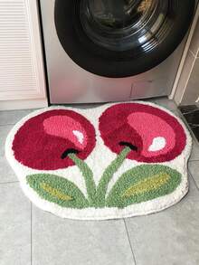 [US-Based Shipping]1Pc Cherry Fruit Bathroom Mat 50X62cm(19.7X24.4inch), Cherry-Shaped Puffy Velvet Bath Mat, Non-Slip Shaped Christmas Series Faux Cashmere Rug, Home Decor Living Room Bedside Rug, Bathroom Absorbent Mat, Cartoon-Style Faux Cashmere Rug, Home Durable Stain-Resistant Bathroom Mat, Thickened Absorbent Non-Slip Bathroom Door Mat, Suitable For Christmas, Thanksgiving, New Year, Valentine's Day, And Daily UseSoft Plush Washable Floor Mat For Bathroom, Bedroom, Living Room, Kitchen, Entryway, Non-Slip Absorbent Carpet Mat With Cherry Pattern - 彩色 - 查看 8
