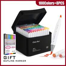Chen Rui 48/60/80/100/120/168 Colors Dual Tip Art Markers Sketch Pens Brush & Chisel Permanent Marker Pens With Base & Outline Markers Drawing Supplies Kit Perfect For Artist Adults Anime Coloring Sketching Illustrations And Perfect Christmas Gift & New Year Gift- Refillable - Sets - View 11
