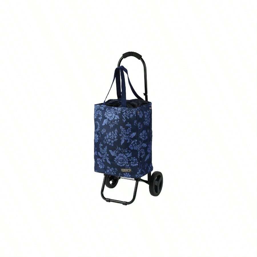 Cocoro 484944 Florian - Carrito de Compras 22 L, Incluye Gancho para Equipaje, patrn Floral, Plegable, Aislado, trmico, Bolsa ecolgica, Elegante, Lindo, Simple, cmodo, - An. 30 x Pr. 18,5 x Al. 40,5 cm + Azul marino - Ver 1