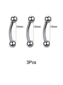 3Pcs/1Set Curved Barbell Eyebrow Ring, Stainless Steel Banana Bar Cartilage Earring, External Thread Hypoallergenic Tragus Helix Piercing Jewelry, Valentine Christmas Gift - Multicolor - View 8