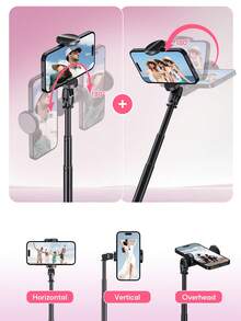 TOKQI 1770mm Super Long Selfie Stick Tripod,One-Touch Push Button Switch All-Aluminum Extended Ground Stand ,Rotation Phone Holder With Bluetooth Wireless Remote Control Compatible With Outdoor Camping,Traveling, Vlogging,Family Party,Holiday Recording,Live Streaming - Multicolor - View 7