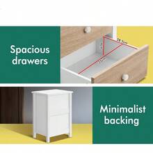 Wooden Bedside Table 3-Drawer Nightstand Cabinet Side Chest End Table 50cm X 39cm X 68.5cm Storage Organiser For Hallway Bedroom Living Room Hamza - Wood White - 3DrawersKnobHandleWoodWhite - View 8