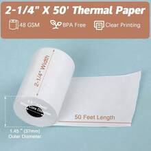 5 Rolls 2 1/4x 50 Thermal Receipt Paper Rolls, POS Cash Register Paper Rolls, 2.25x50ft Long Per Thermal Paper Receipt - 2 1/4" X 50' + 5 Rolls - View 4