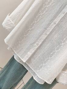 女士夏季白色衬衫，休闲度假风刺绣衬衫，适合工作和通勤穿着。 - 白色 - 查看 7