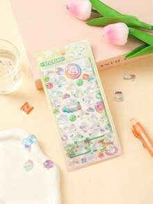 1Pc Simple Relief Rabbit Animal Octopus Dolphin Cute Cartoon Crystal Sticker Decoration Water Cup Backpack Card Notebook Fashionable Personalized Sticker - Multicolor - View 12