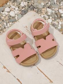 1双儿童露趾防滑沙滩凉鞋，软底休闲套脚拖鞋，男女童均适用 - 粉色 - 查看 2