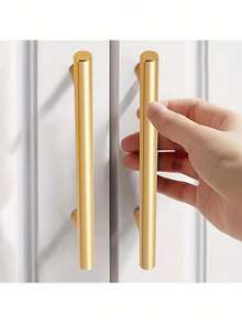 10 PIEZAS Tiradores de gabinete dorados - Manijas de gabinete de cocina, acabado en níquel cepillado, perillas de cajón de acero inoxidable, adecuados para cajones - Multicolor - Ver 4