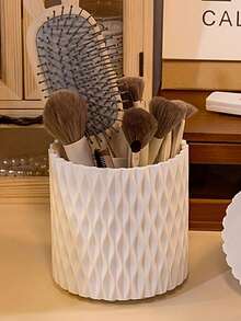 360°旋转化妆刷收纳盒，桌面口红、眉笔和护肤品收纳盒，桌面旋转化妆品收纳盒，多功能梳妆台化妆品收纳盒 - 白色 - 查看 7