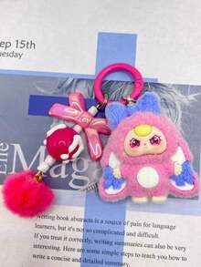 新款可爱大耳朵心形钥匙扣，时尚卡通配饰包包挂饰钥匙链 - 彩色 - 查看 6