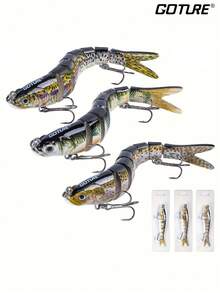 GOTURE 1PC Multi Joint Hard Bait, With 8 Sections In An S-Shaped Swimming Posture, Suitable For Trout Lure Fishing In All Water Areas - Multicolor - View 1