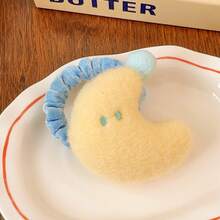 Cute Yellow Plush Moon Hair Clip Girly Heart Ponytail Hair Tie Elastic Hair Band Side Clip BB Clip Hair Accessory - 月亮髮夾 - 查看 9