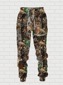 Spring And Autumn Men'S Casual Hooded Sweatshirt And Pants Two-Piece Set High-End Forest Animal Print, Plus Size - style - 查看 5