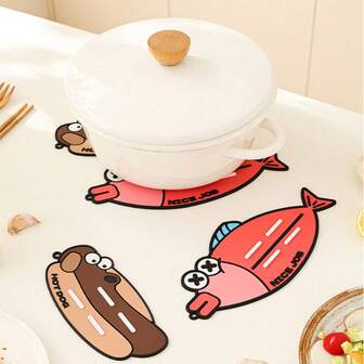 1 pieza Posavasos de silicona con forma de animal lindo, resistente al calor y antideslizante, herramienta de decoración de mesa de cocina, adecuado para la decoración de mesa de Navidad