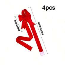 4 Pieces Christmas Cabinet Ribbons Bows,Xmas Kitchen Cabinet Door Red Ribbons, Large Bow Christmas Wreath Tree Bow Festival Wrapping Decorations For Home Fireplace Door Holiday Party Supplies, Home Decor, Room Decor, New Year's Eve Decoration - Many - View 14