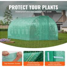 Walk-In Tunnel Greenhouse, Hoop House Greenhouse Tunnel, Plant Hot House With Galvanized Steel Frame, Green PE Cover, Roll-Up Zipper Door And Windows For Outdoor. - 綠色 - 查看 4