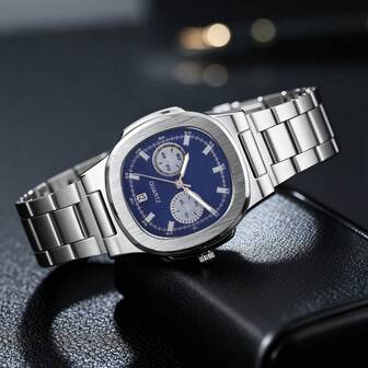 1 pieza Reloj de pulsera unisex de negocios y casual con función de calendario, esfera cuadrada de cuarzo, adecuado para uso diario, regalo de cumpleaños, fiesta, reunión festiva, regalo ideal para ti o tus amigos. No incluye caja de embalaje.