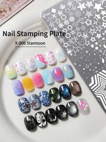 XEIJAYI 1件装星月美甲工具 - 可重复使用的印花模板，线条精致防晕染 - 銀色 - 查看 3