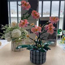 1000+Pcs Realistic Phalaenopsis Orchid Flower Bouquet Model Building Blocks Set, With Flower Pot, Artificial Plants, Home Office Decor, Ideal Gift For Flower Lovers, Christmas, Easter, Mother's Day, Holidays, Birthdays - Multicolor - View 5
