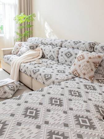 1pc Plush Stretch Sofa Cover, 1-2-3-4 Seater, Pet Proof, Minimalist Style, L-Shaped Sofa Seat Cushion & Backrest Cover, All Season