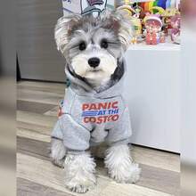 Poodle & Teddy Bear Dog Hoodie, American Print Pet Sweatshirt, Schnauzer Can Easily Pull Off Street Style, Daily Warmth And Pet Must-Have, Stylish And Fashionable Suitable For Small To Medium Dogs, Machine Washable - Grey - View 1