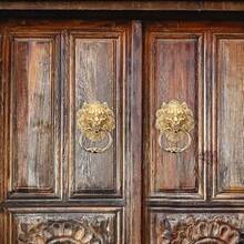 AWYYGadpiparty Door Handle Door Knocker Decoration Cabinet Ring Knob Brass Door Pull Retro Knocker Handle Front Door Knockers Gold Decor Lion Head Handle Cupboard Antique Zinc Alloy - As Pic - View 6