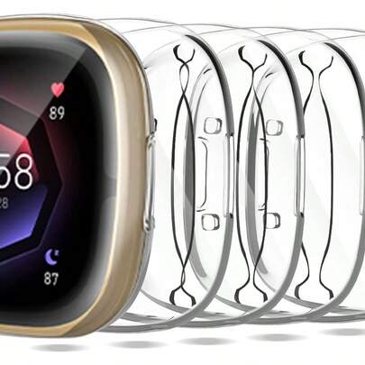 Screen Protector Fitbit Sense 2/Versa 4 Case, TPU Plated Case -Around Protective Screen Full Cover Bumper Sense 2/Versa 4 Smart Watch