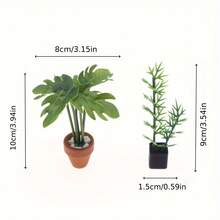 Mini Realistic Potted Green Plant Model Accessories, Miniature Living Room Bedroom Decor Scenery Model, Pocket Sized Scenery DIY Parts, Collectible Gift For Hobbyists And Enthusiasts - Multicolor - View 3