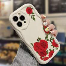 Funda de Teléfono de Silicona con Rosas Rojas, Hojas Verdes, Fondo Blanco, Onda Suave para 11 Pro 8 Plus SE (2022) 6S 12 (2020) 14 X 15 13 16 XS 4 6 XR 16e, Funda de Uso Diario, Protección de Teléfono, Patrón de Rosa, Textura de Ola, Funda Ligera, Funda a Prueba de Golpes, Carcasa Protectora, Regalo para Ella, Usuarios de - Color mixto 1 - Ver 8