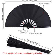 Amajiji Large Folding Fan Rave Fan Popping Fans For Line Dancing Clacking Fans For Boots On The Ground Dance,Party,Decoration,Festival - màu đen - Xem 2