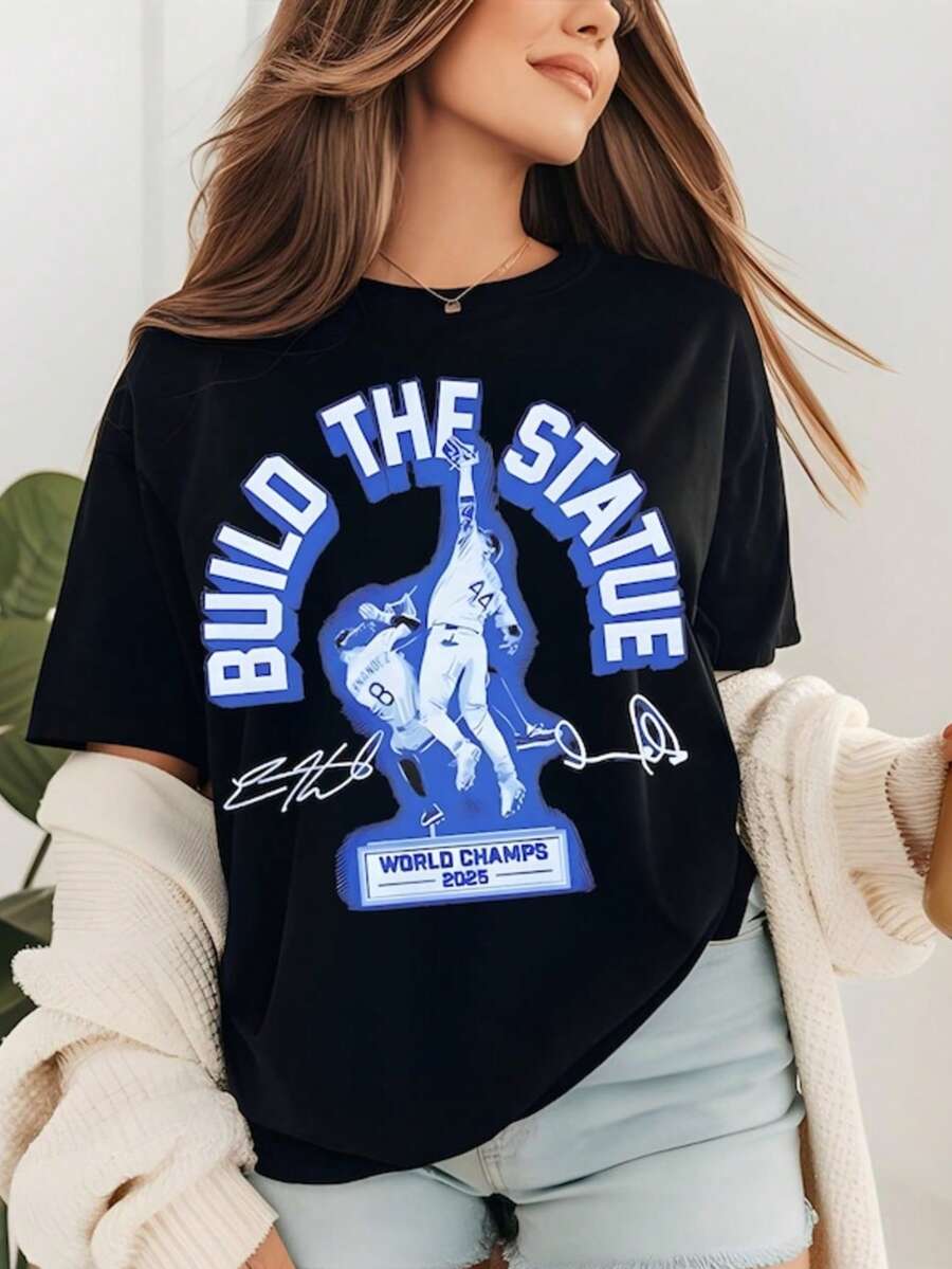 Dodgers Game 7 Andy Page Hernandez Outfield Catch Baseball Vintage Look Oversized Boxy T Shirt - 黑色 - 查看 1