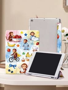Funda protectora con diseño de monos en acuarela, compatible con iPad 9.7/10.2/10.5/10.9/12.9/Pro 11, 10ma generación, compatible con Samsung Galaxy Tab S6 Lite 10.4 pulgadas, compatible con Kindle Paperwhite 12ma generación 2024, Kindle (11va generación) lanzamiento 2022, protección antichoque suave, soporte inteligente/activación y suspensión automática