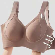 Genérico Super Firming Wire- All-Day Comfort No More Sagging,Womens Ribbed Adjustable Wireless , Full Support Bralettes(Black CH) - Multicolor - Ver 4