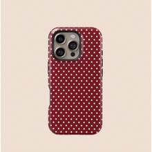 Fashion Wine Red Polka Dot Phone Case For IPhone 17, 17 Pro, 16 Pro Max, 15 Pro, 13, 13 Mini, 12, 11, XS Max, 7, SE2 - Glossy 2-In-1 Design, Device Protective Case, Mobile Accessories,  Pattern, Exquisite Material, Durable Shell, Protective Case, Technology Enthusiasts, Fashionistas, Cute Phone Case, Luminous Phone Case, Rectangular Phone Case, Phone Case With Lanyard, Animal Phone Case Long Sleeve Tops - 1pc - 查看 7