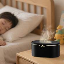 USB Bedroom 7-Color Humidifier, Minimalist High-End Desktop Humidifying Device, Fine Mist, Bedroom/Office Atmosphere Lamp, European & American Home Decor, Portable Mini USB Powered, High-Quality Night Light & Humidifier 2-In-1 - Black - View 7
