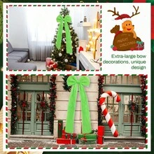 Large Christmas Tree Bow Ornament Plush Green Bow Decoration Holiday Tree Topper And Party Decor - Olive Green - View 2